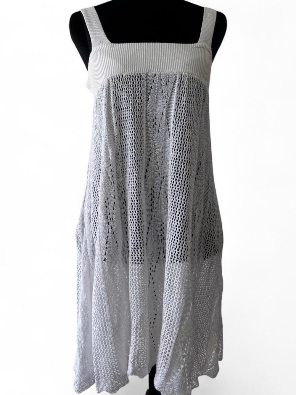 White vintage Crochet Knit Tank Dress